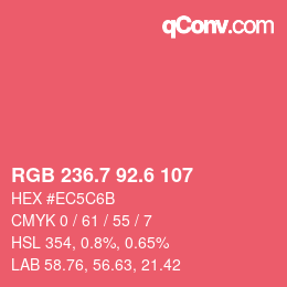 カラーコード: RGB 236.7 92.6 107 | qconv.com
