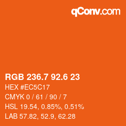 カラーコード: RGB 236.7 92.6 23 | qconv.com