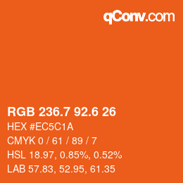 カラーコード: RGB 236.7 92.6 26 | qconv.com