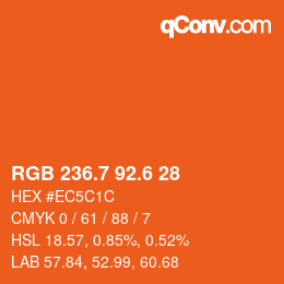 カラーコード: RGB 236.7 92.6 28 | qconv.com