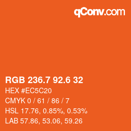 カラーコード: RGB 236.7 92.6 32 | qconv.com