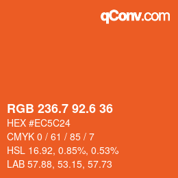 カラーコード: RGB 236.7 92.6 36 | qconv.com