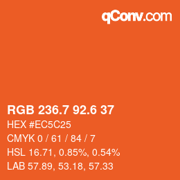 カラーコード: RGB 236.7 92.6 37 | qconv.com
