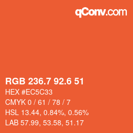カラーコード: RGB 236.7 92.6 51 | qconv.com
