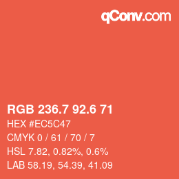 カラーコード: RGB 236.7 92.6 71 | qconv.com