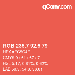 カラーコード: RGB 236.7 92.6 79 | qconv.com