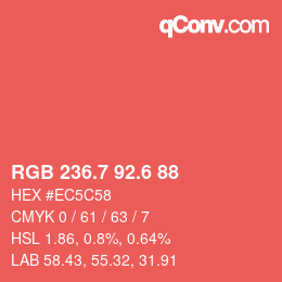 カラーコード: RGB 236.7 92.6 88 | qconv.com