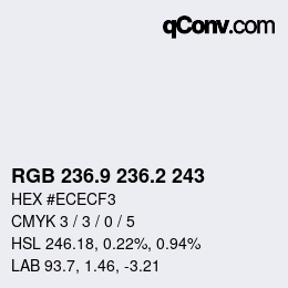 Color code: RGB 236.9 236.2 243 | qconv.com