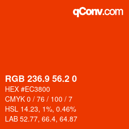 カラーコード: RGB 236.9 56.2 0 | qconv.com