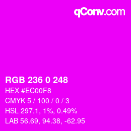 Color code: RGB 236 0 248 | qconv.com