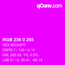 Color code: RGB 236 0 255 | qconv.com