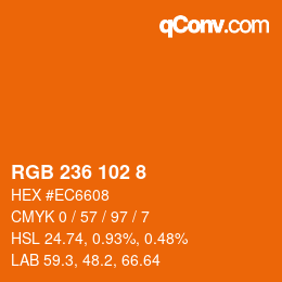 Color code: RGB 236 102 8 | qconv.com