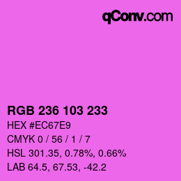 Color code: RGB 236 103 233 | qconv.com
