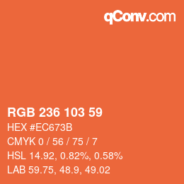 カラーコード: RGB 236 103 59 | qconv.com