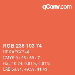 カラーコード: RGB 236 103 74 | qconv.com