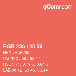 カラーコード: RGB 236 103 89 | qconv.com