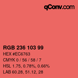 Color code: RGB 236 103 99 | qconv.com