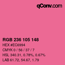 カラーコード: RGB 236 105 148 | qconv.com