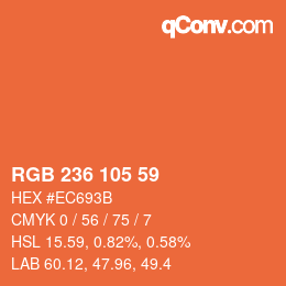 Color code: RGB 236 105 59 | qconv.com