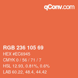 Color code: RGB 236 105 69 | qconv.com