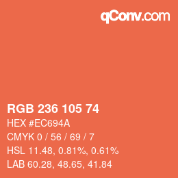 カラーコード: RGB 236 105 74 | qconv.com