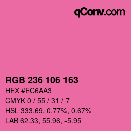 Color code: RGB 236 106 163 | qconv.com