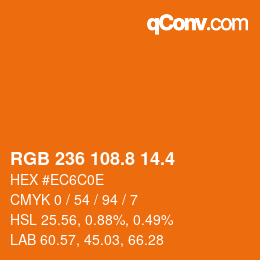 カラーコード: RGB 236 108.8 14.4 | qconv.com