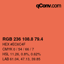 カラーコード: RGB 236 108.8 79.4 | qconv.com