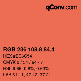 カラーコード: RGB 236 108.8 84.4 | qconv.com