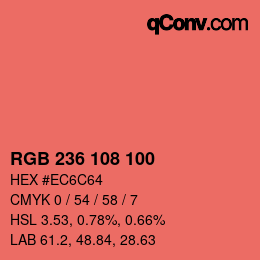 Color code: RGB 236 108 100 | qconv.com