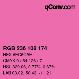 Color code: RGB 236 108 174 | qconv.com