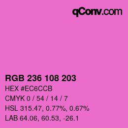 Farbcode: RGB 236 108 203 | qconv.com