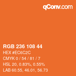 颜色代码: RGB 236 108 44 | qconv.com
