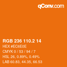 カラーコード: RGB 236 110.2 14 | qconv.com