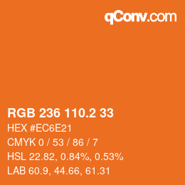 カラーコード: RGB 236 110.2 33 | qconv.com