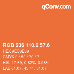 カラーコード: RGB 236 110.2 57.6 | qconv.com