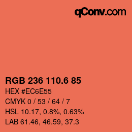 カラーコード: RGB 236 110.6 85 | qconv.com