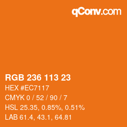 Color code: RGB 236 113 23 | qconv.com