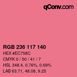 Code couleur: RGB 236 117 140 | qconv.com