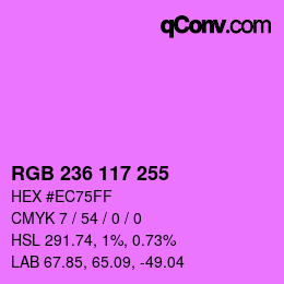 Color code: RGB 236 117 255 | qconv.com