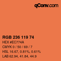 カラーコード: RGB 236 119 74 | qconv.com