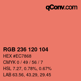 カラーコード: RGB 236 120 104 | qconv.com