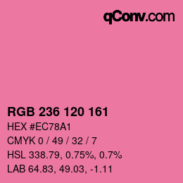 Color code: RGB 236 120 161 | qconv.com