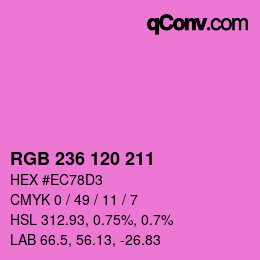 Color code: RGB 236 120 211 | qconv.com