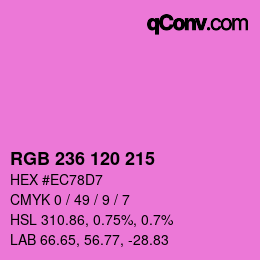 カラーコード: RGB 236 120 215 | qconv.com