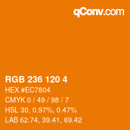 颜色代码: RGB 236 120 4 | qconv.com