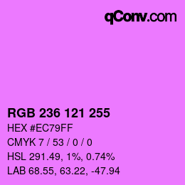 Color code: RGB 236 121 255 | qconv.com