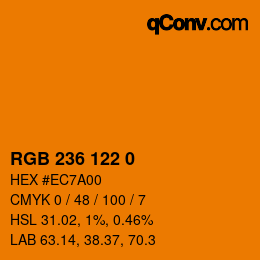 カラーコード: RGB 236 122 0 | qconv.com