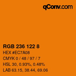 Color code: RGB 236 122 8 | qconv.com