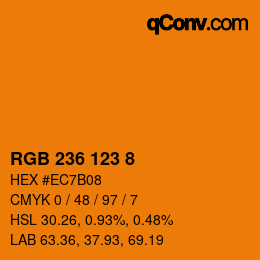 カラーコード: RGB 236 123 8 | qconv.com